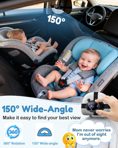 Baby Car Camera for Backseat - HD 1080P Easy Install 170° Wide Angle