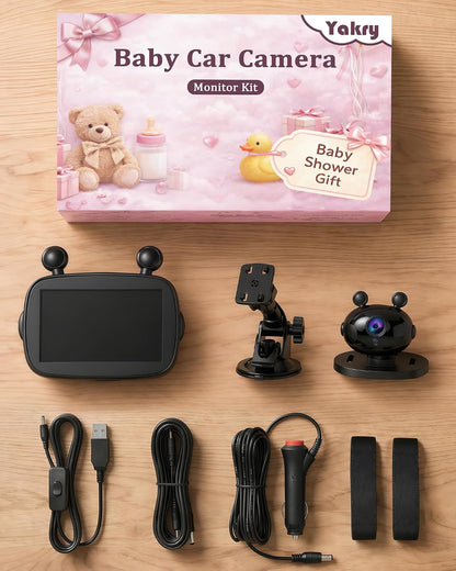 Baby Car Camera for Backseat - HD 1080P Easy Install 170° Wide Angle