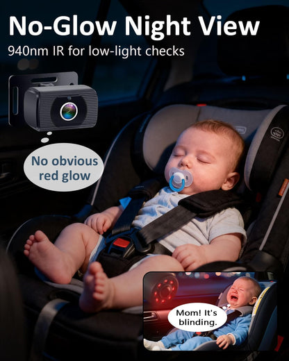 Baby Car Camera for Backseat - HD 1080P Easy Install 170° Wide Angle