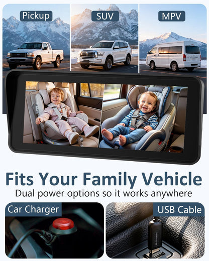 Baby Car Camera for Backseat - HD 1080P Easy Install 170° Wide Angle