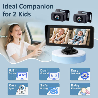 Baby Car Camera for Backseat - HD 1080P Easy Install 170° Wide Angle
