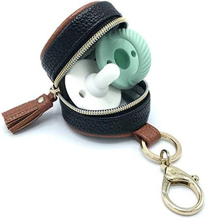 Pacifier Holder Case with Clip and Holds 2 Pacifiers (Black)