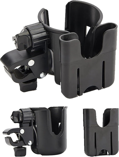 Cup Holder 2 in 1 Stroller Organizer with 360 Rotation