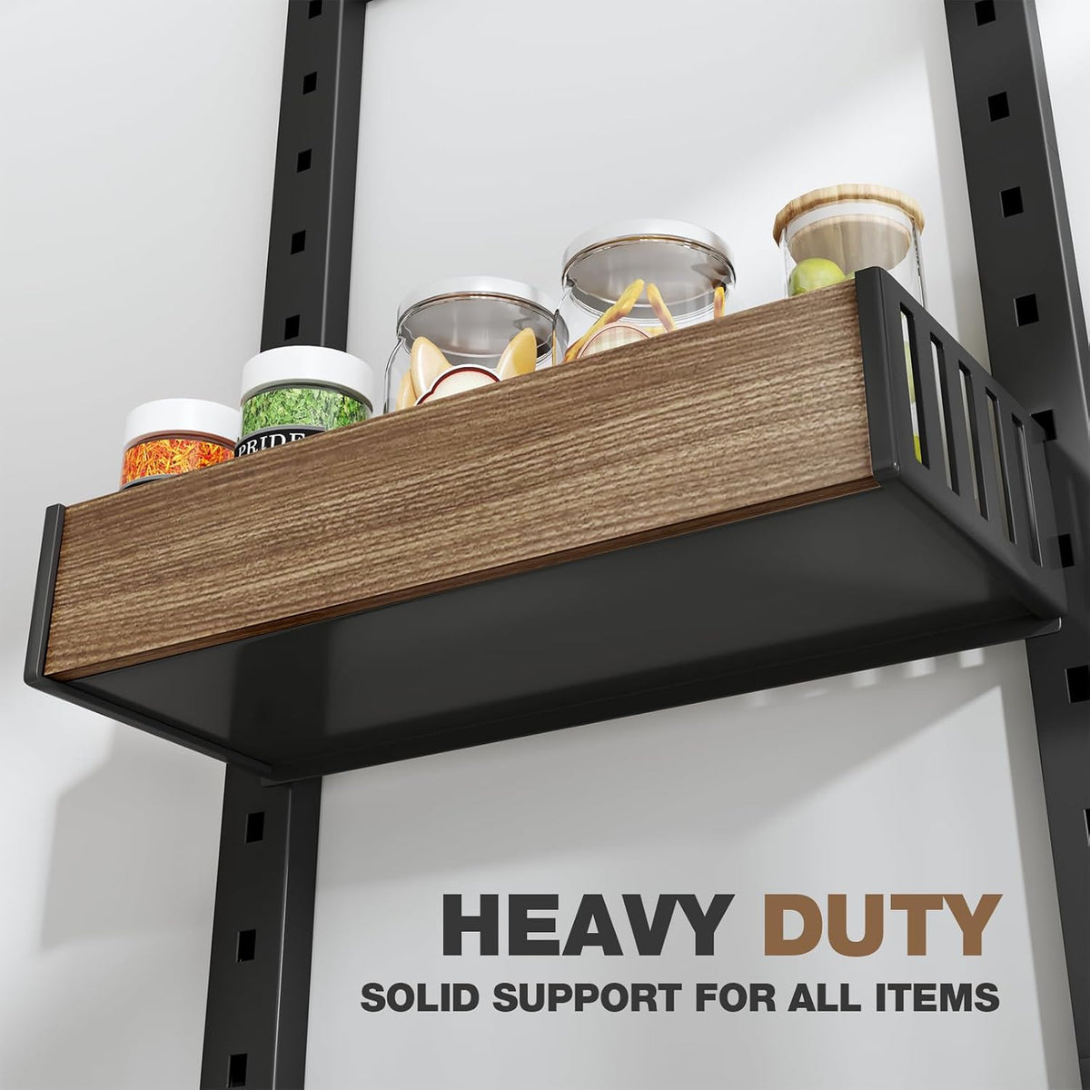 8 Tier Over the Door Pantry Organizer with Adjustable Wooden Baskets, Heavy Duty 2 in 1 Wall Mounted & Hanging Spice Rack for Kitchen, Cabinet and Closet Organization