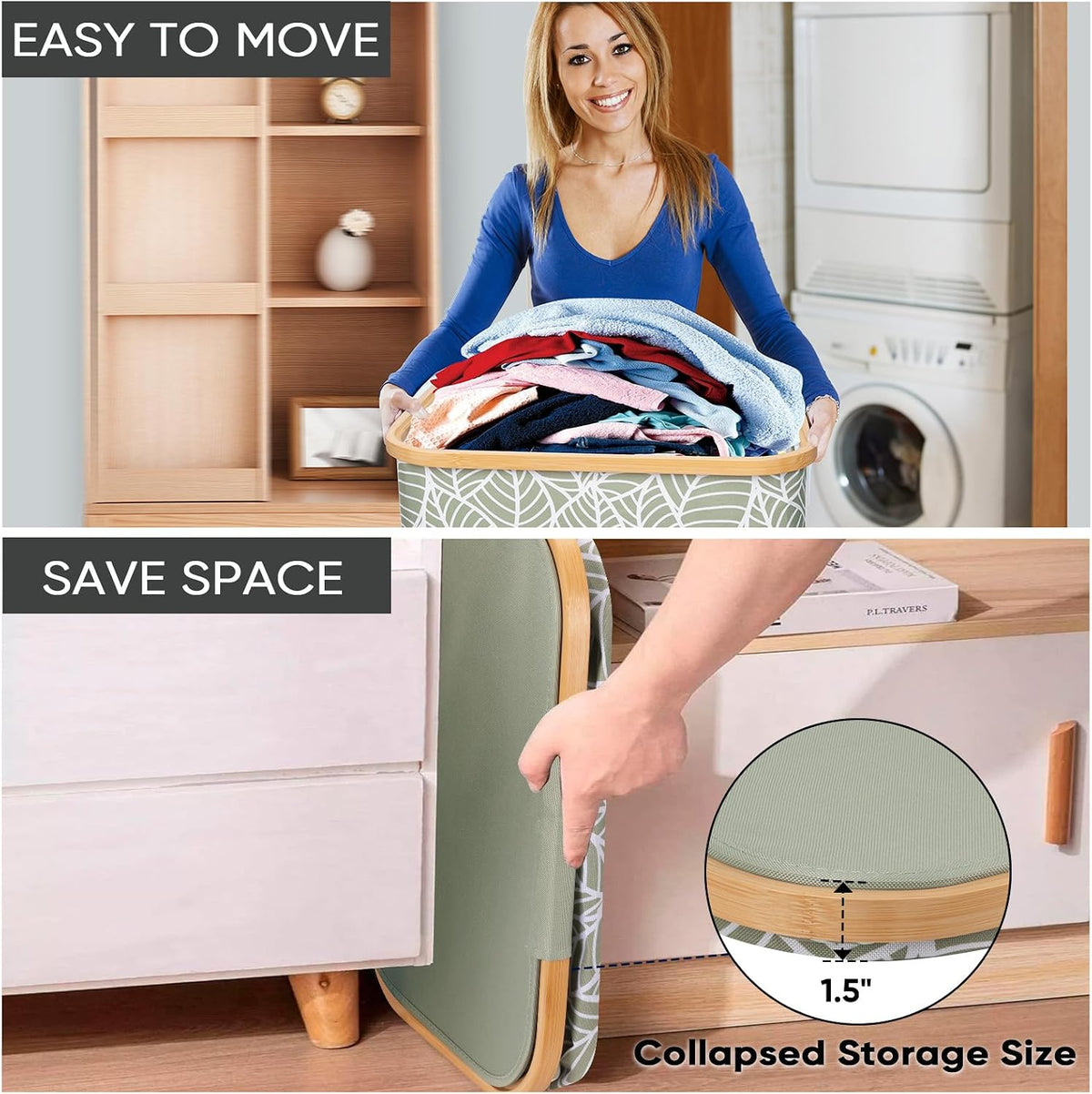 70L Laundry Hamper with Lid, Large Laundry Basket Bin