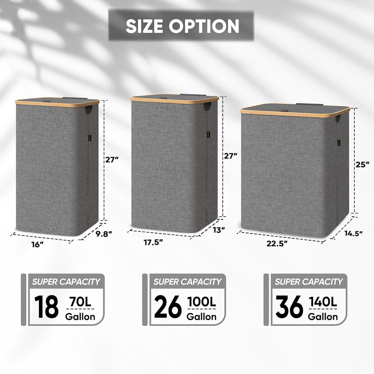70L Laundry Hamper with Lid, Large Laundry Basket Bin