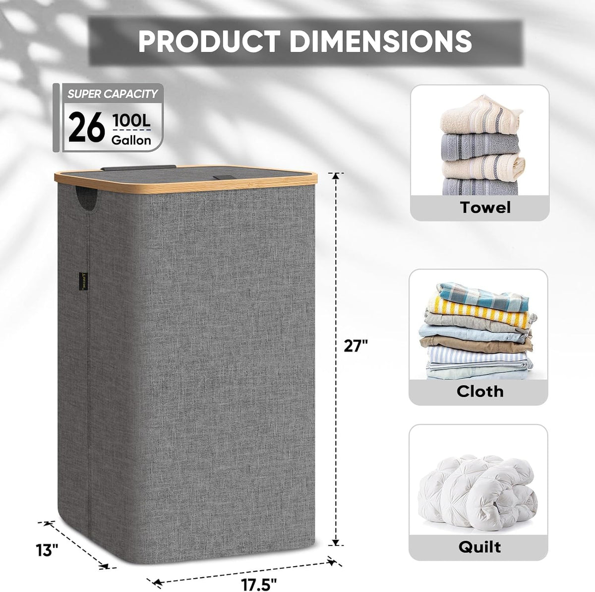 70L Laundry Hamper with Lid, Large Laundry Basket Bin