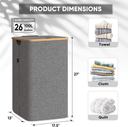 70L Laundry Hamper with Lid, Large Laundry Basket Bin