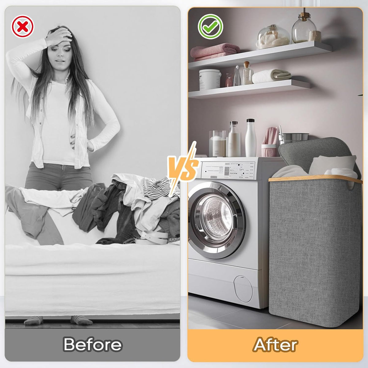 70L Laundry Hamper with Lid, Large Laundry Basket Bin