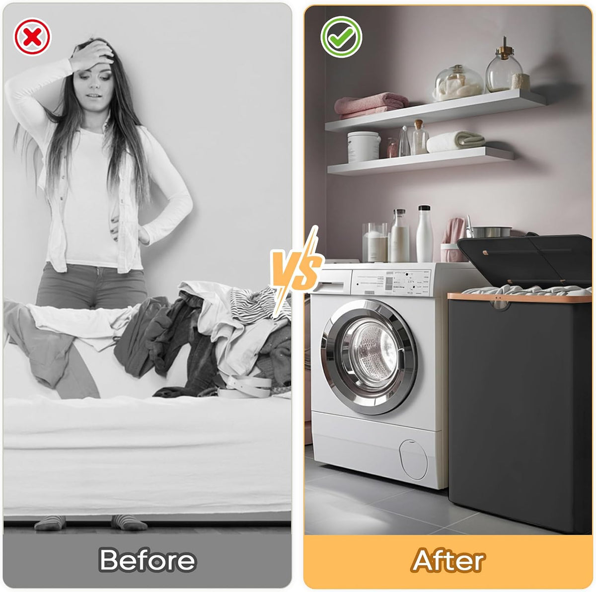 70L Laundry Hamper with Lid, Large Laundry Basket Bin