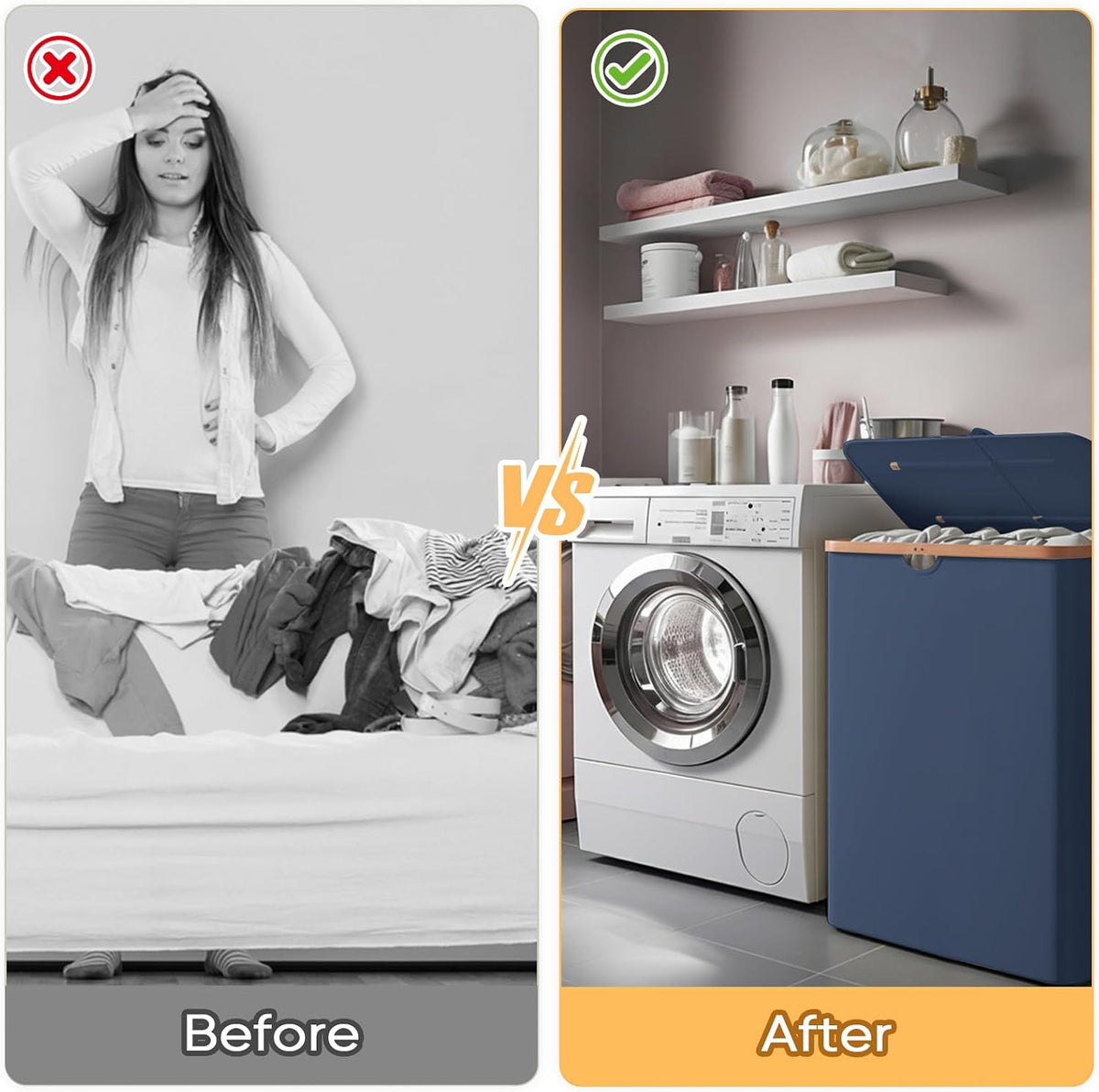 70L Laundry Hamper with Lid, Large Laundry Basket Bin