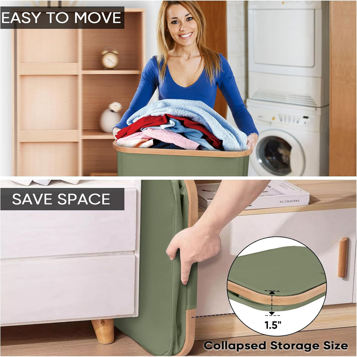 70L Laundry Hamper with Lid, Large Laundry Basket Bin