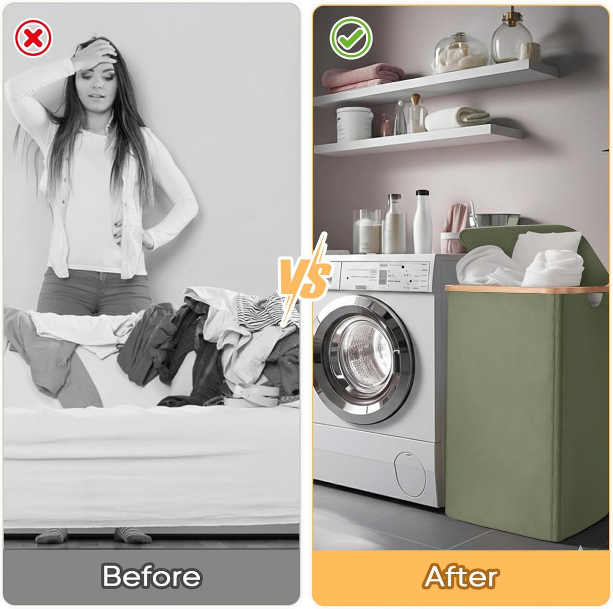 70L Laundry Hamper with Lid, Large Laundry Basket Bin