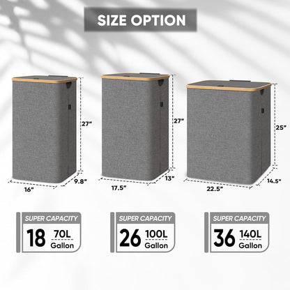 70L Laundry Hamper with Lid, Large Laundry Basket Bin