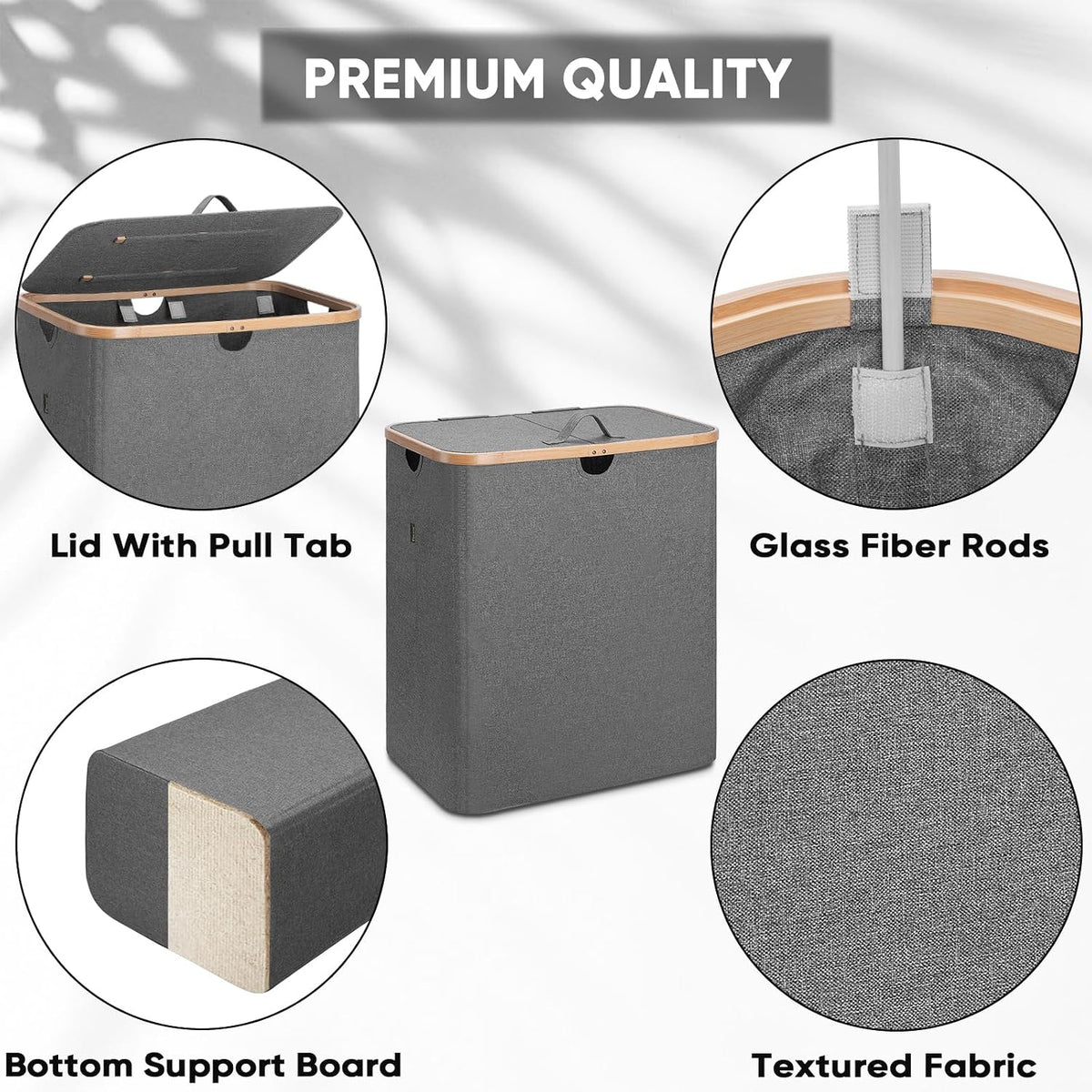 70L Laundry Hamper with Lid, Large Laundry Basket Bin
