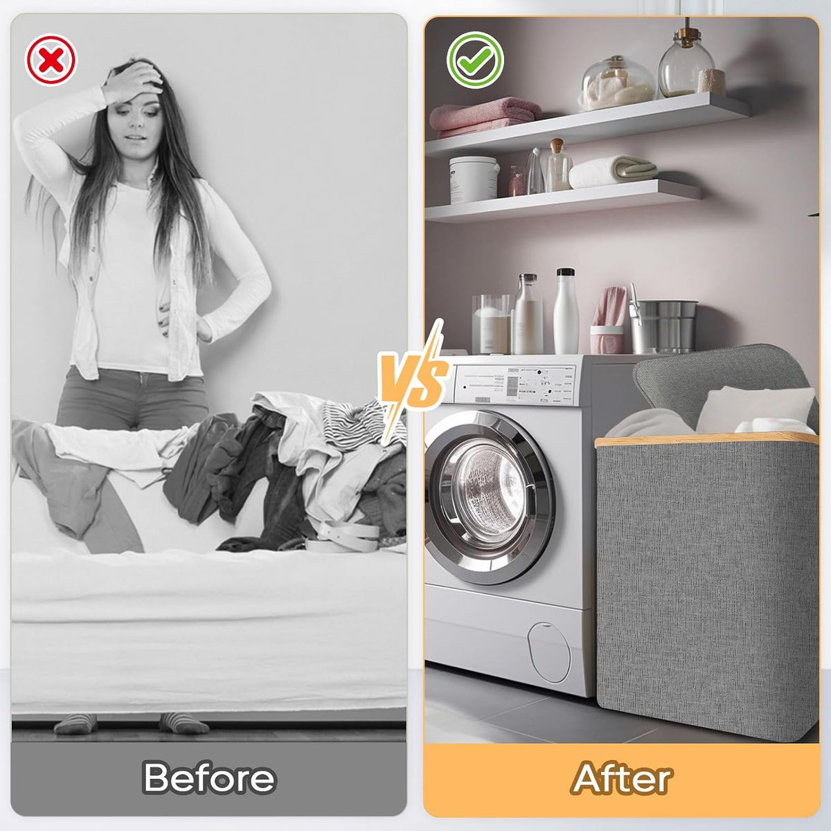 70L Laundry Hamper with Lid, Large Laundry Basket Bin