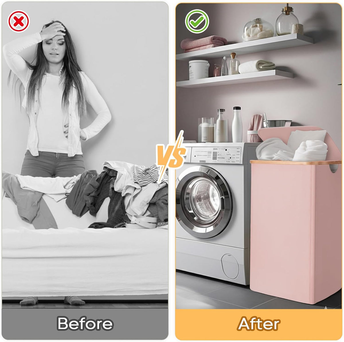 70L Laundry Hamper with Lid, Large Laundry Basket Bin