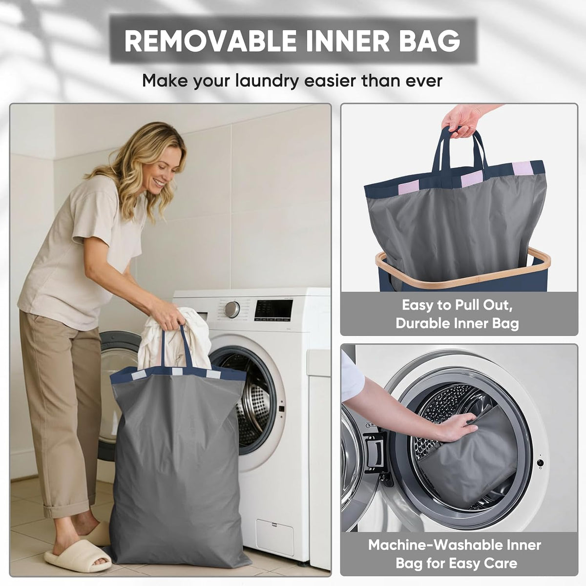 70L Laundry Hamper with Lid, Large Laundry Basket Bin
