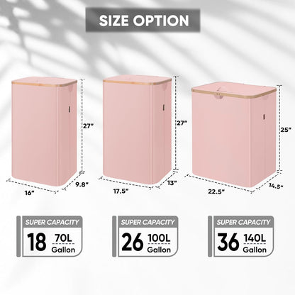 70L Laundry Hamper with Lid, Large Laundry Basket Bin