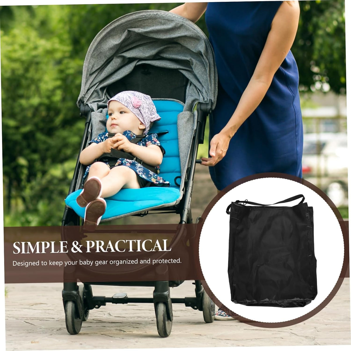 Large Capacity Stroller Travel Bag with Shoulder Strap Fit Dustproof Cover for Airplane Gate Check Water and Stain Resistant Stroller Storage Protector for Easy Cleaning and Use