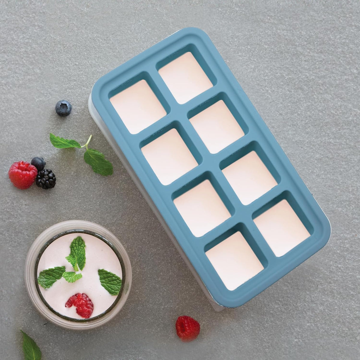Prep & Portion Silicone Freezer Trays with Lid - Freezer Molds for Food, Ice Cube Tray, Food Prep Containers, Freezer Storage Containers, for Soup, Smoothie Cubes, Sauce, Broth, Leftovers - 1 Cup