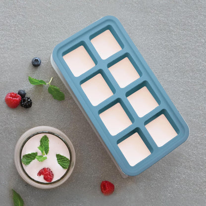 Prep & Portion Silicone Freezer Trays with Lid - Freezer Molds for Food, Ice Cube Tray, Food Prep Containers, Freezer Storage Containers, for Soup, Smoothie Cubes, Sauce, Broth, Leftovers - 1 Cup