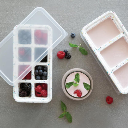 Prep & Portion Silicone Freezer Trays with Lid - Freezer Molds for Food, Ice Cube Tray, Food Prep Containers, Freezer Storage Containers, for Soup, Smoothie Cubes, Sauce, Broth, Leftovers - 1 Cup