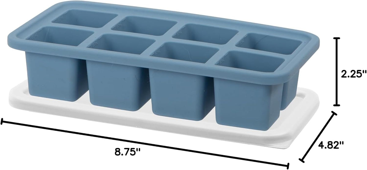 Prep & Portion Silicone Freezer Trays with Lid - Freezer Molds for Food, Ice Cube Tray, Food Prep Containers, Freezer Storage Containers, for Soup, Smoothie Cubes, Sauce, Broth, Leftovers - 1 Cup