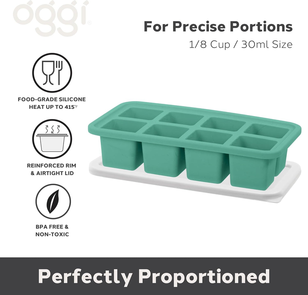 Prep & Portion Silicone Freezer Trays with Lid - Freezer Molds for Food, Ice Cube Tray, Food Prep Containers, Freezer Storage Containers, for Soup, Smoothie Cubes, Sauce, Broth, Leftovers - 1 Cup