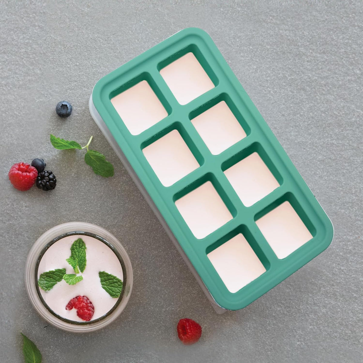 Prep & Portion Silicone Freezer Trays with Lid - Freezer Molds for Food, Ice Cube Tray, Food Prep Containers, Freezer Storage Containers, for Soup, Smoothie Cubes, Sauce, Broth, Leftovers - 1 Cup