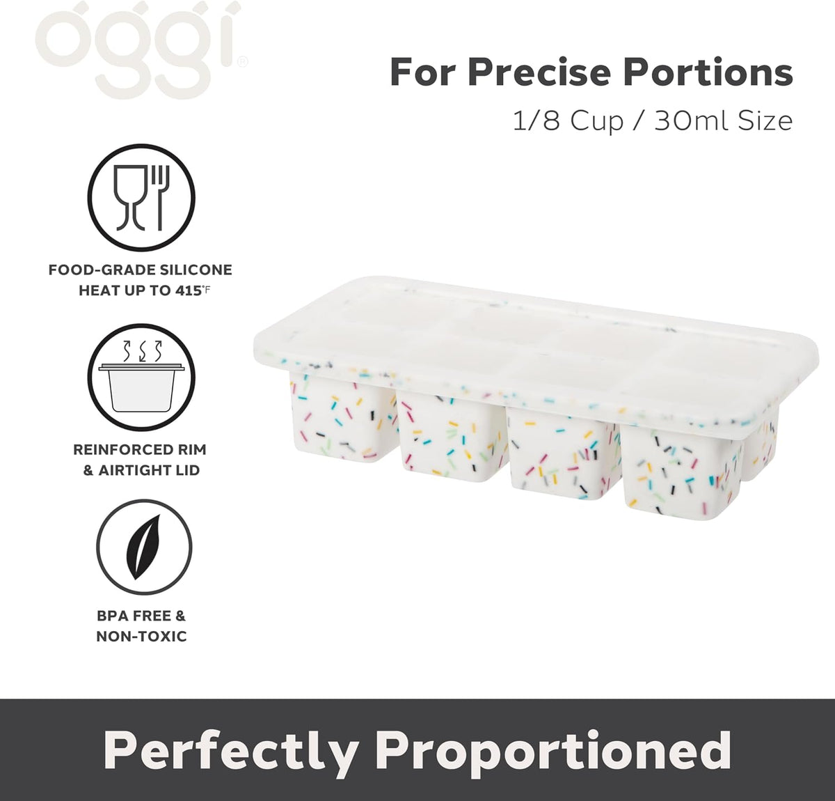 Prep & Portion Silicone Freezer Trays with Lid - Freezer Molds for Food, Ice Cube Tray, Food Prep Containers, Freezer Storage Containers, for Soup, Smoothie Cubes, Sauce, Broth, Leftovers - 1 Cup