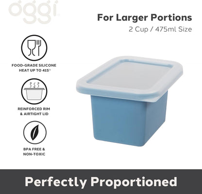 Prep & Portion Silicone Freezer Trays with Lid - Freezer Molds for Food, Ice Cube Tray, Food Prep Containers, Freezer Storage Containers, for Soup, Smoothie Cubes, Sauce, Broth, Leftovers - 1 Cup
