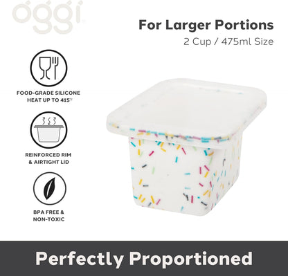 Prep & Portion Silicone Freezer Trays with Lid - Freezer Molds for Food, Ice Cube Tray, Food Prep Containers, Freezer Storage Containers, for Soup, Smoothie Cubes, Sauce, Broth, Leftovers - 1 Cup