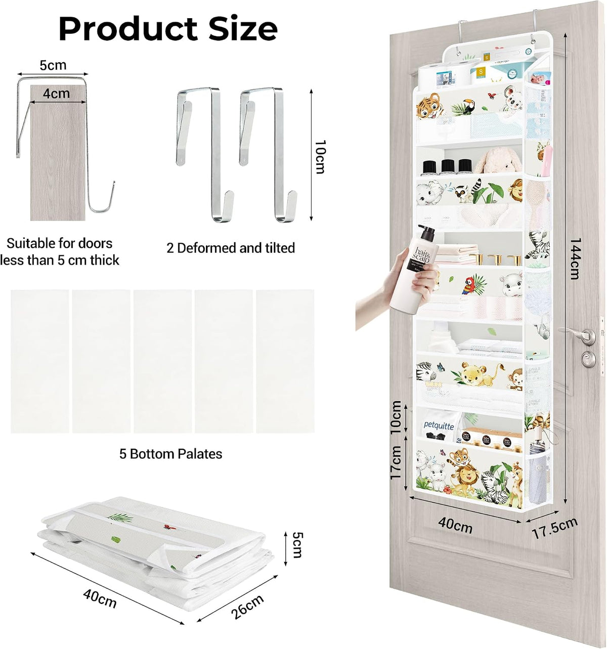 Over the Door Organizer Diaper Toy Nursery Hanging Shelf, Elephant