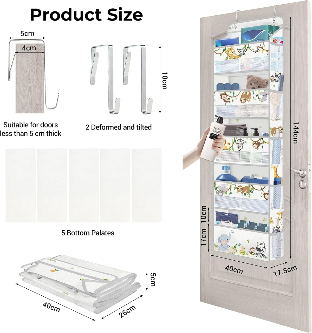 Over the Door Organizer Diaper Toy Nursery Hanging Shelf, Elephant
