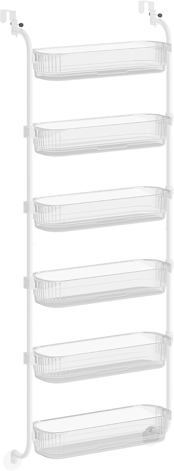 SONGMICS Over the Door Cabinet Organizer, 6-Tier Clear PET Baskets, 53 In H