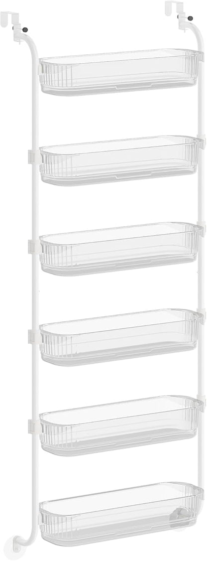 SONGMICS Over the Door Cabinet Organizer, 6-Tier Clear PET Baskets, 53 In H
