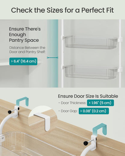 SONGMICS Over the Door Cabinet Organizer, 6-Tier Clear PET Baskets, 53 In H