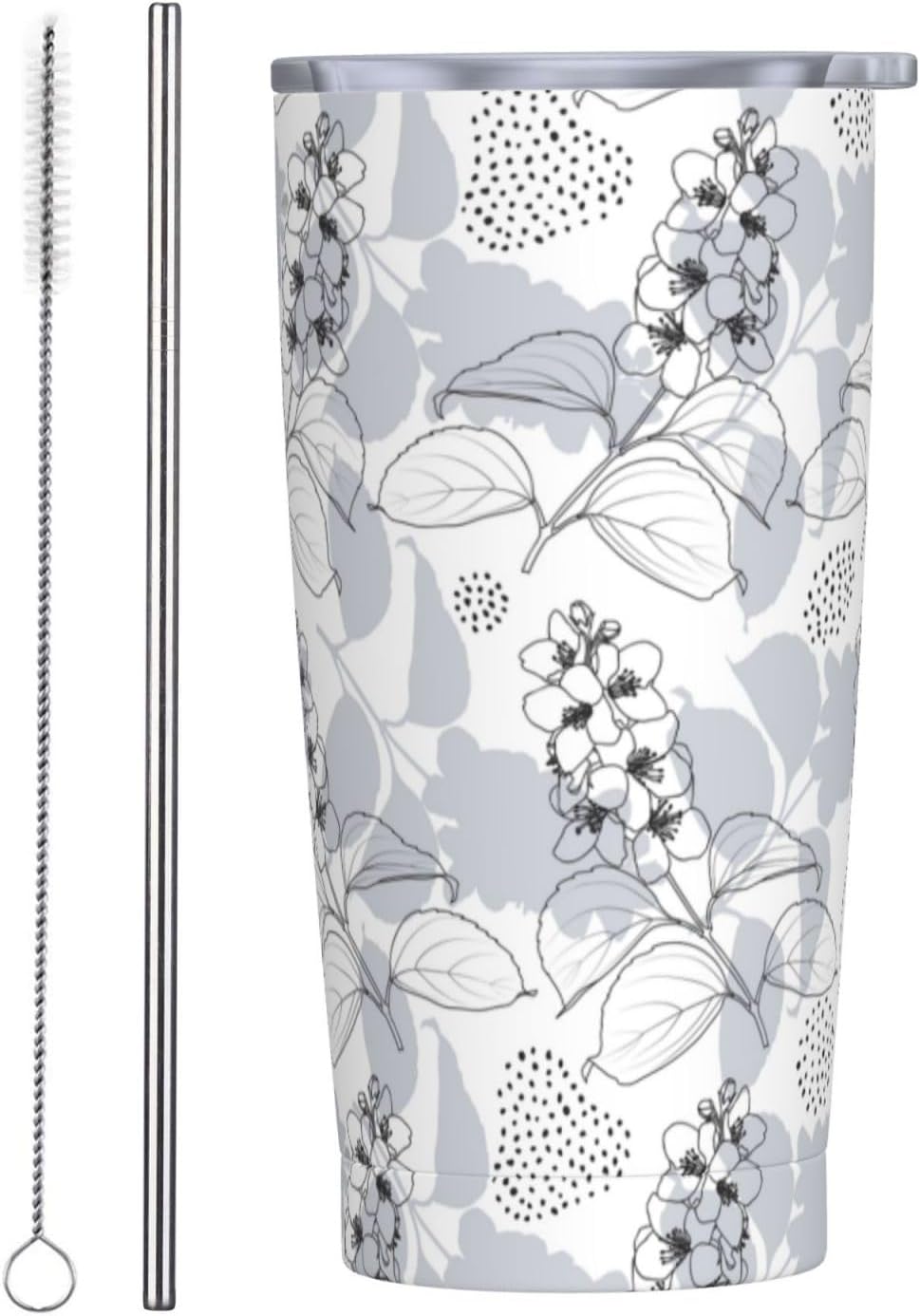 Blue White Porcelain Pattern Tumbler,Ceramics Flower 20oz Stainless Steel Insulated Travel Tumblers,Travel Coffee Mug with Lid and Straw Water Bottle Drink Cups Gifts for Women Men Lovers