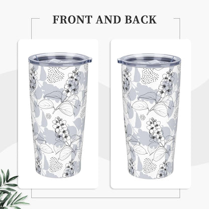 Blue White Porcelain Pattern Tumbler,Ceramics Flower 20oz Stainless Steel Insulated Travel Tumblers,Travel Coffee Mug with Lid and Straw Water Bottle Drink Cups Gifts for Women Men Lovers