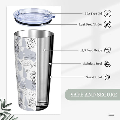 Blue White Porcelain Pattern Tumbler,Ceramics Flower 20oz Stainless Steel Insulated Travel Tumblers,Travel Coffee Mug with Lid and Straw Water Bottle Drink Cups Gifts for Women Men Lovers