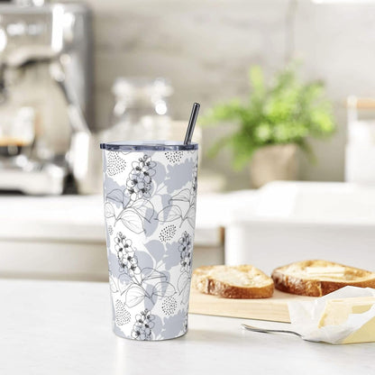 Blue White Porcelain Pattern Tumbler,Ceramics Flower 20oz Stainless Steel Insulated Travel Tumblers,Travel Coffee Mug with Lid and Straw Water Bottle Drink Cups Gifts for Women Men Lovers