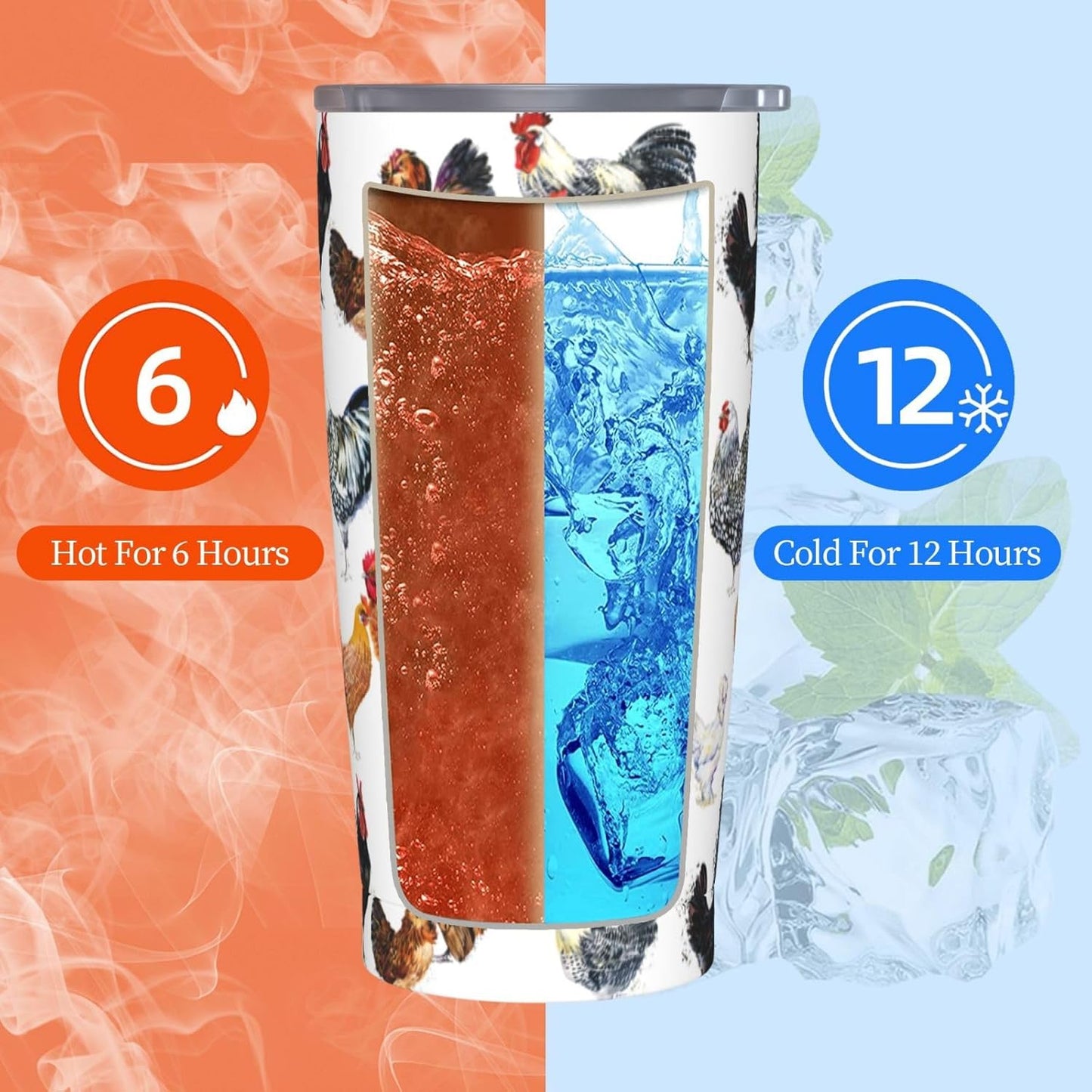 Blue White Porcelain Pattern Tumbler,Ceramics Flower 20oz Stainless Steel Insulated Travel Tumblers,Travel Coffee Mug with Lid and Straw Water Bottle Drink Cups Gifts for Women Men Lovers