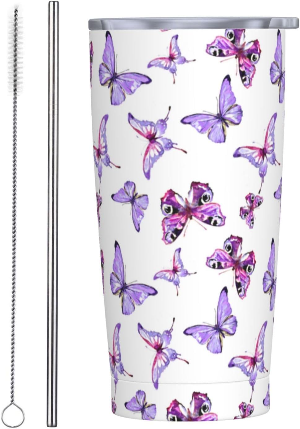 Blue White Porcelain Pattern Tumbler,Ceramics Flower 20oz Stainless Steel Insulated Travel Tumblers,Travel Coffee Mug with Lid and Straw Water Bottle Drink Cups Gifts for Women Men Lovers
