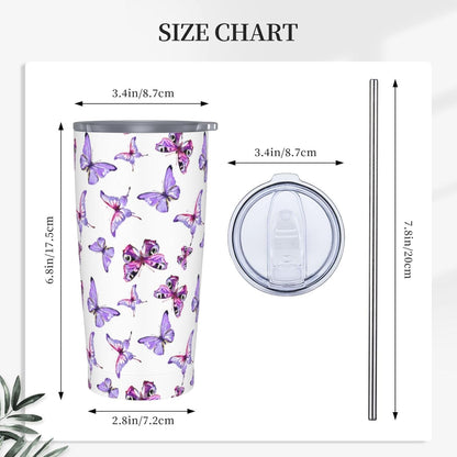 Blue White Porcelain Pattern Tumbler,Ceramics Flower 20oz Stainless Steel Insulated Travel Tumblers,Travel Coffee Mug with Lid and Straw Water Bottle Drink Cups Gifts for Women Men Lovers