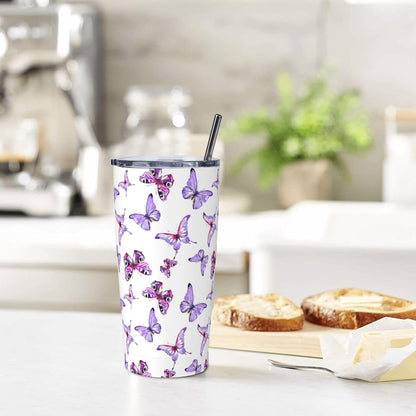 Blue White Porcelain Pattern Tumbler,Ceramics Flower 20oz Stainless Steel Insulated Travel Tumblers,Travel Coffee Mug with Lid and Straw Water Bottle Drink Cups Gifts for Women Men Lovers