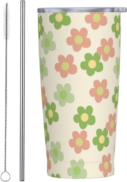 Blue White Porcelain Pattern Tumbler,Ceramics Flower 20oz Stainless Steel Insulated Travel Tumblers,Travel Coffee Mug with Lid and Straw Water Bottle Drink Cups Gifts for Women Men Lovers