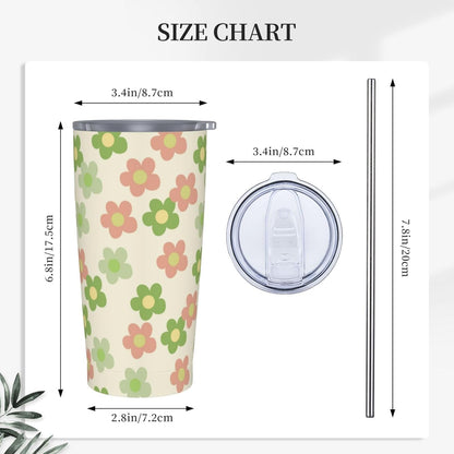 Blue White Porcelain Pattern Tumbler,Ceramics Flower 20oz Stainless Steel Insulated Travel Tumblers,Travel Coffee Mug with Lid and Straw Water Bottle Drink Cups Gifts for Women Men Lovers