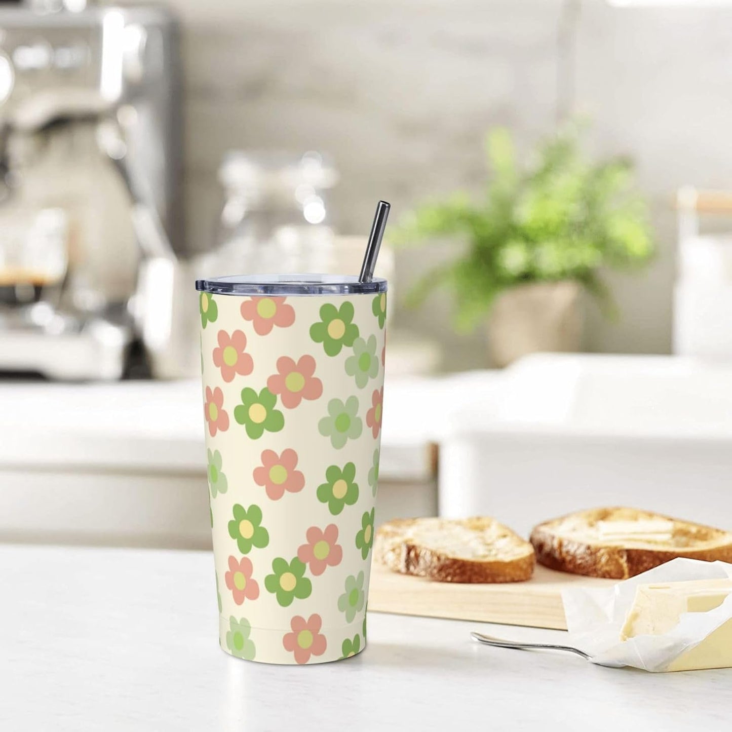 Blue White Porcelain Pattern Tumbler,Ceramics Flower 20oz Stainless Steel Insulated Travel Tumblers,Travel Coffee Mug with Lid and Straw Water Bottle Drink Cups Gifts for Women Men Lovers