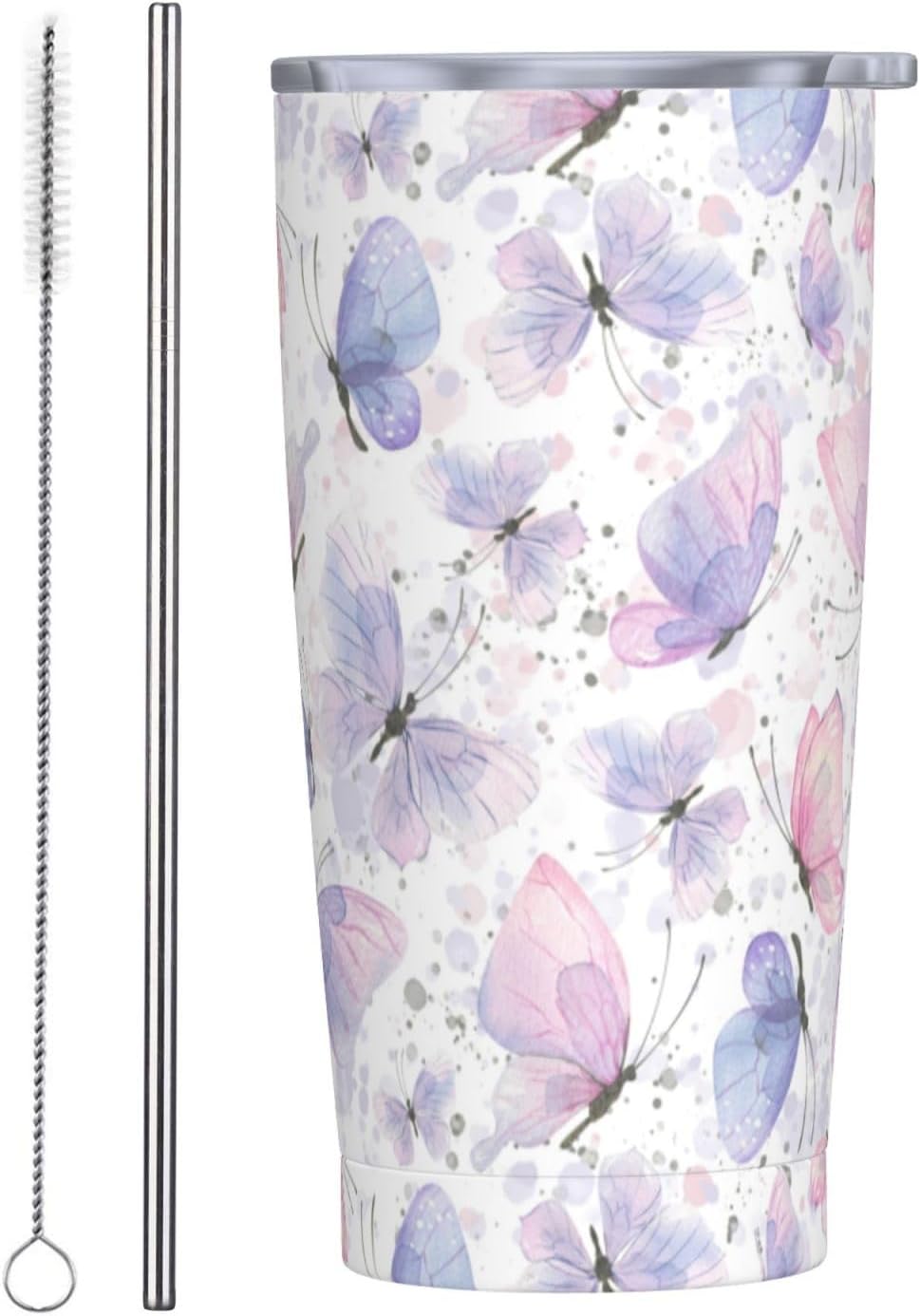 Blue White Porcelain Pattern Tumbler,Ceramics Flower 20oz Stainless Steel Insulated Travel Tumblers,Travel Coffee Mug with Lid and Straw Water Bottle Drink Cups Gifts for Women Men Lovers